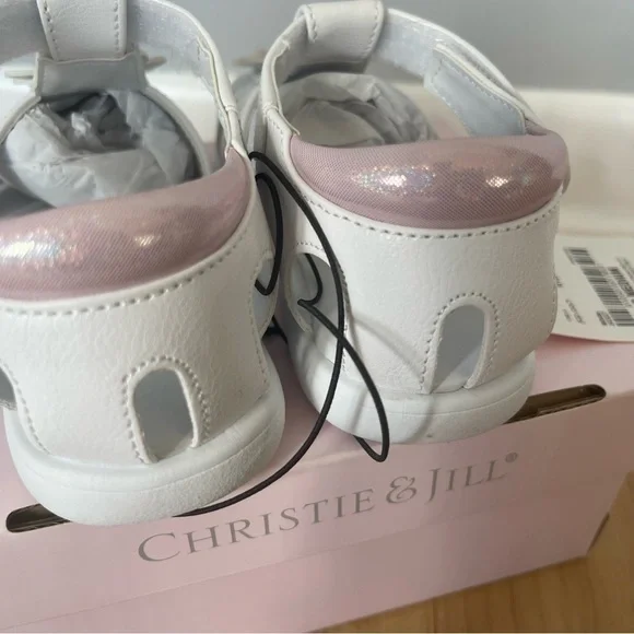 NWT Christie & Jill Toddler 8 Girls White Mila Sandals Flower Memory Foam Shoes - Picture 5 of 7